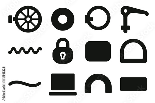 Ridge icon line gear frame vector security washer plate wheel block panel