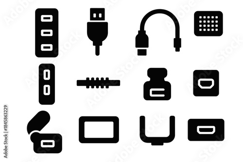 Block contour icon ridge icons cable vector hinge plate piece usb extension
