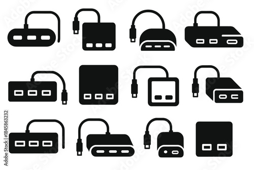 Vector c panel block ridge pad icon usb frame contour connector relief