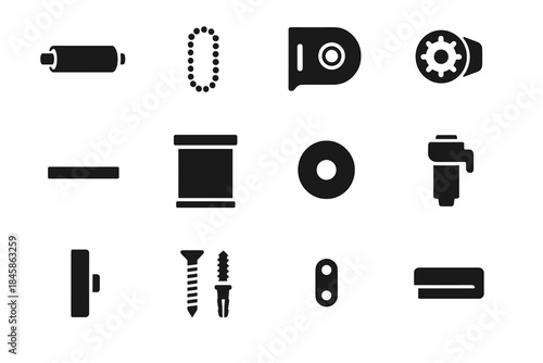 Adjuster icons bracket loop tab shades roller icon sheet vector spring rail