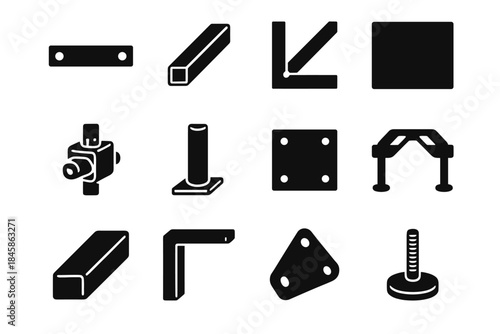 Icon desk frame connector coated plate join vector metal rail corner weld
