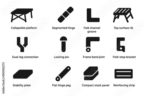 Channel icons peg hinge compact slab vector top foldable tile icon platform
