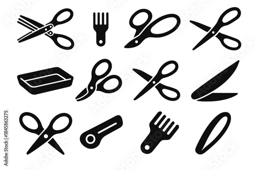 Vector slim arch tooth grip scissors shell separator hinge herb icon