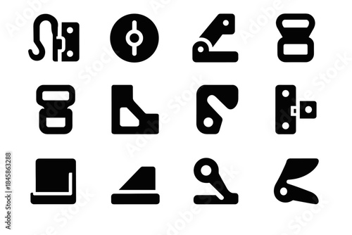 Accessories folding hinge strap icons vector arm travel compact loop icon locking