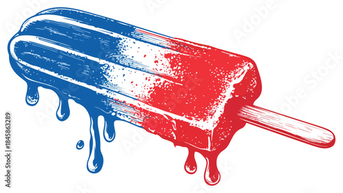 Red and Blue Ice Cream with Red Stick - Delicious Frozen Treat Photography