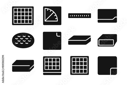 Alignment panel icon zone pad mat vector surface notch icons cutting measurement