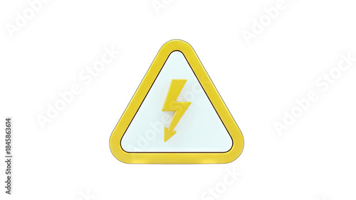Warning Sign of High Voltage on White Background