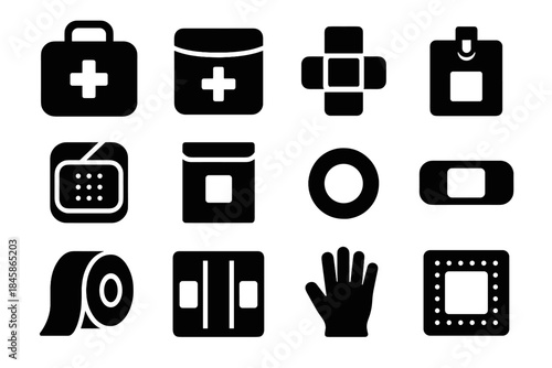 Icon case aid sheet first pack roll icons band slab wrap vector