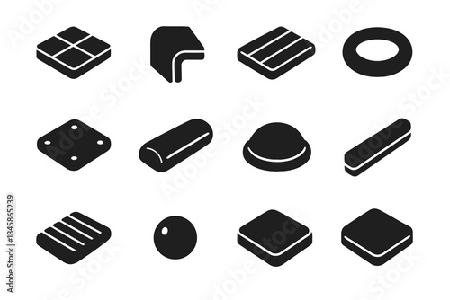 Ring slab guard rubber micro icon protection tile vector strip cable ridge