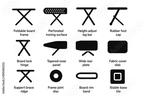 Iron support brace board rubber surface foldable icon plate vector base