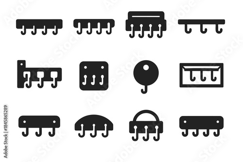 Brace plate slim slot band icon hanging long vector key rack hook