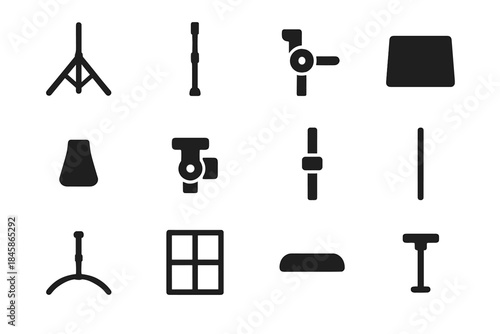 Set structured icons vector projection tube icon bead joint base bracket plate