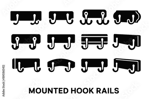 Hook screw bar wooden anchor rail mounted bead structural tile vector icon