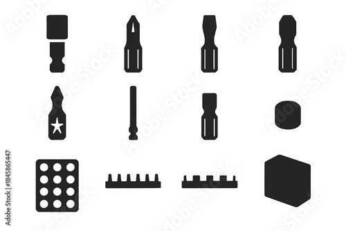 Stubby storage plastic holder reach set icon vector tray base magnetic bit