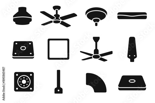 Rotor canopy icon airflow arc mount outdoor slab support fans band vector