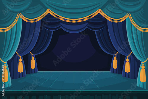 Elegant Blue and Gold Theater Stage