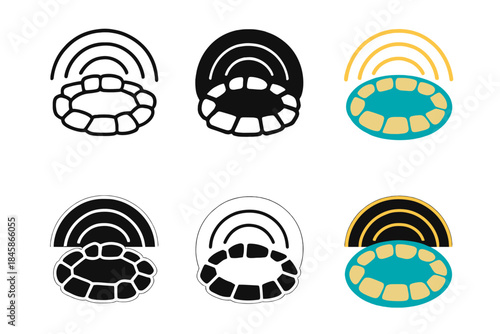 Geometric Stone Circle. Stone circle with radiating resonance waves, simple geometric minimalist icon, first in line style with