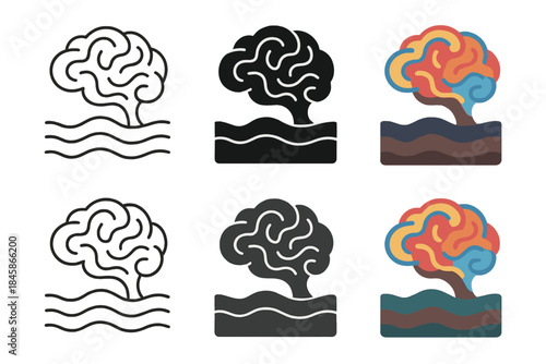 Abstract Memory Patterns. Abstract memory patterns emerging from dark peat layers, abstract minimal vector illustration, first in