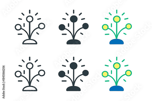 Fungal Intelligence Web Visualization. Fungal intelligence web with radiant nodes and connecting threads, clean minimal vector