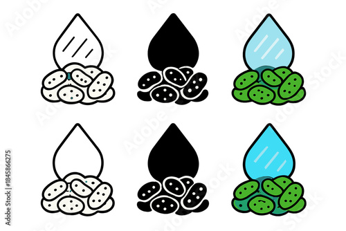 Microbial Biofilm Under Ice. Psychrophile bacterial cluster forming biofilm under frozen water droplet, smooth minimalist geometry