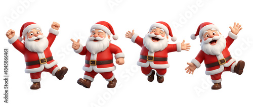et of 3D cartoon character Santa Claus Marry Christmas happy smile dancing have fun, isolated on white and transparent background, ai generate