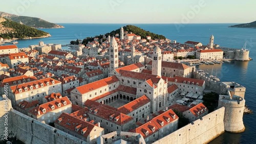 Historic Croatian island town coastal fortress ancient architecture medieval city skyline