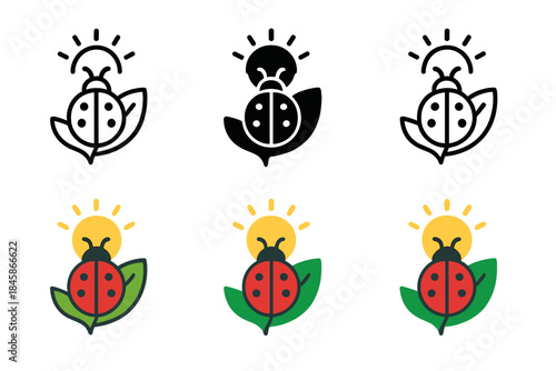 Ladybug Leaf Harmony. Ladybug Leaf Dot, modern organic harmony capturing sunlight, growth, and cheerful simplicity, first in line