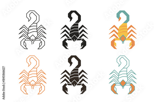 Scorpion Geometric Design. Scorpion Desert Tail, elegant geometric design reflecting resilience, tension, and desert stillness,