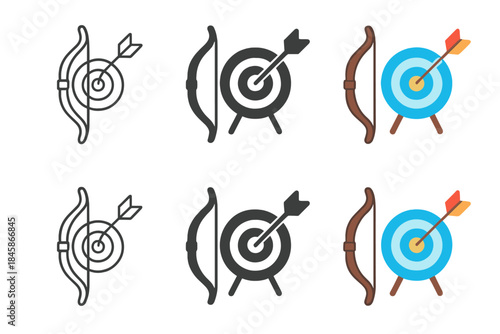 Striking Arrow Artistry. Arrow striking center of target with bow resting beside, clean symmetrical composition, first in line