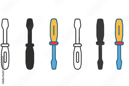 Screwdriver Styles Showcase. Screwdriver Slot Grip first in line style with thin outline, second in solid style filled shape,