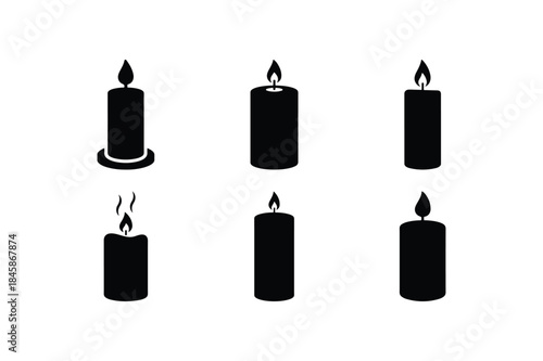 candle silhouette vector set