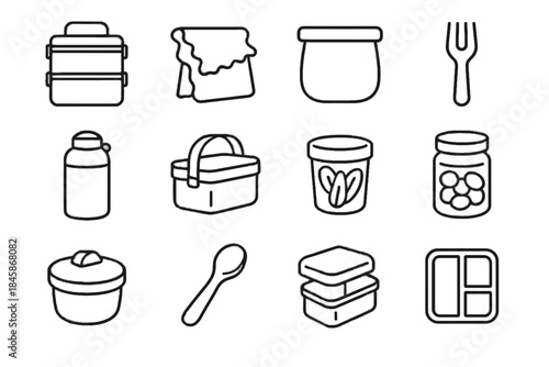 Cylinder eco icon lunchbox cloth mini icons vector veggie snack reusable insulated