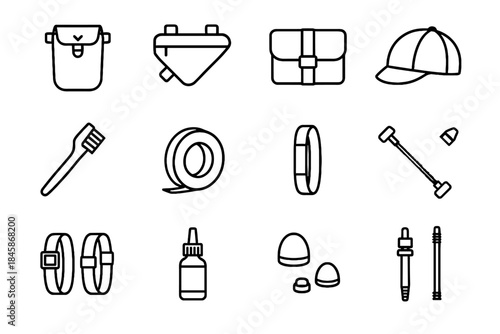 Icon chain reflective strap valve oil essentials cap urban vector cleaner bike