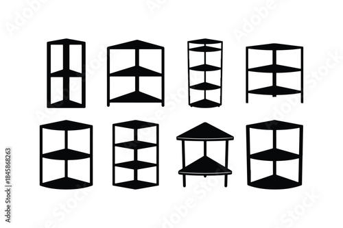 corner shelf silhouette vector set