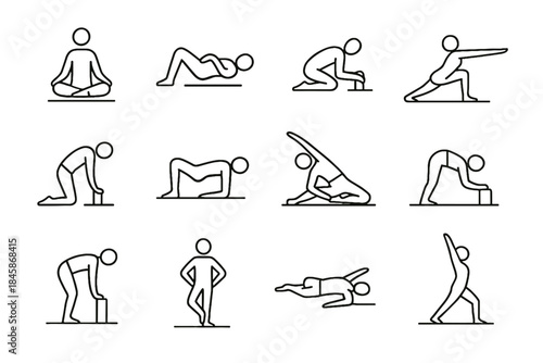 Stabilization opener prep drill vector balanced stance pose mobility minimalist icon icons