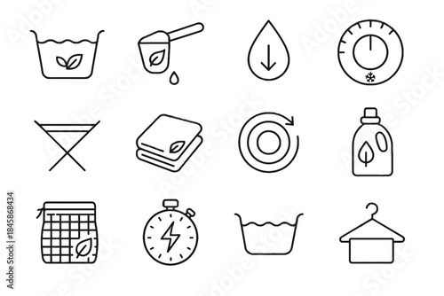 Eco efficient remover basin cycle laundry stain gentle icon vector wash icons