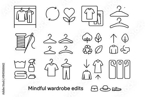 Wardrobe closet garment mindful care vector comparison icon hanger icons clothing mending