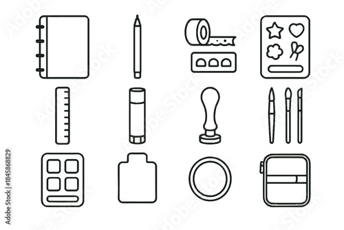 Card journaling icon vector icons brush handle creative swatch divider seal tape