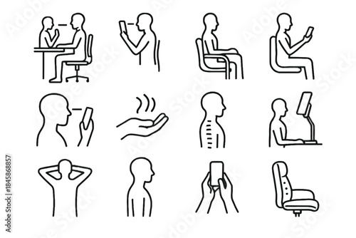 Head shoulder enhancer icon vector posture gesture healthy frame alignment neutral phone
