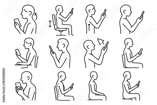 Vector form phone moment angle icon arrow healthy balance posture pad gesture