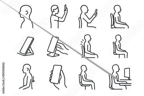 Adjuster assistance healthy icon posture frame seated action silhouette chair symbol icons