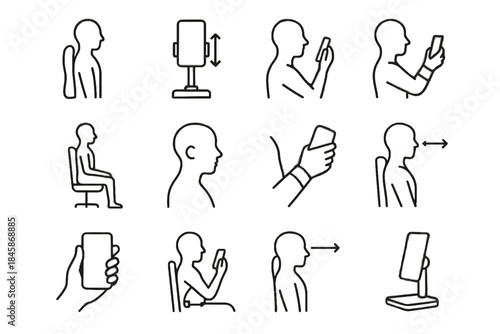 Balance outline icon forearm healthy brace posture ergonomic phone cushion vector holder