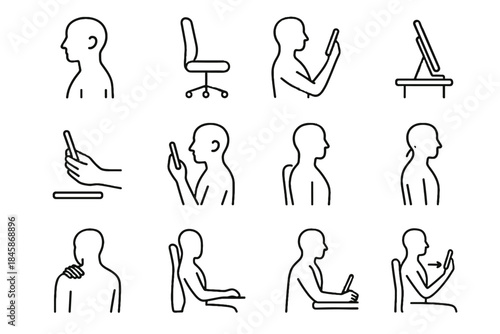 Vector healthy icon elevation upright posture optimal wedge angle phone body grip