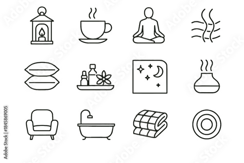 Silhouette vector fabric oils sitting evening icons peaceful icon warm night calm