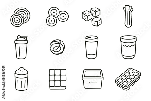 Cube icon sleeve cooling smoothie shaker carrot vector minimalist tray chunks protein