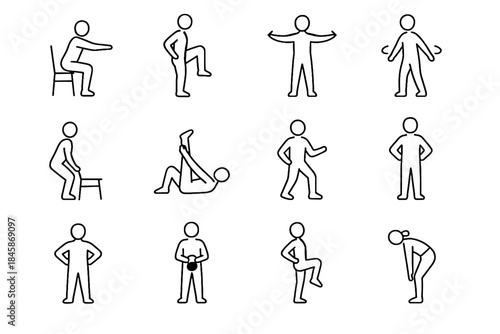 Thoracic hinge practice stretch workouts squat gentle vector squeeze icon home leg