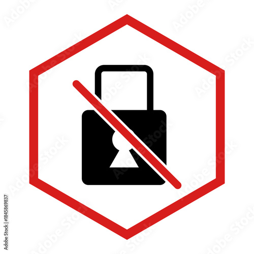 Black padlock with red prohibition