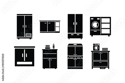 laundry cabinet silhouette vector set
