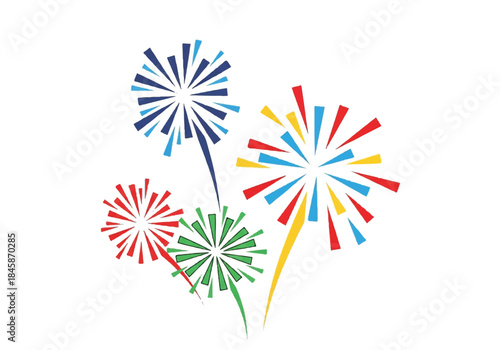 Vibrant fireworks bursting with colorful light in a festive display above the crowd and night sky.