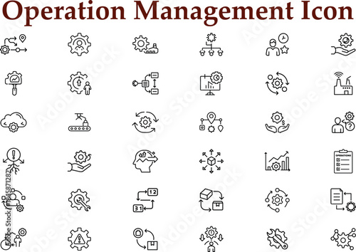Operation management icon representing business strategic planning and process optimization